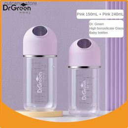 Baby Bottles# Dr. Green Newly Upgraded Professional Wide Mouth Baby Bottle with High Borosilicate Glass 150mL+240mL Washab Bottle L240327