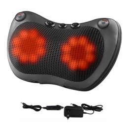 Relaxation Massage Pillow Vibrator Electric Neck Shoulder Back Heating Kneading Infrared therapy head Massage Pillow 240325