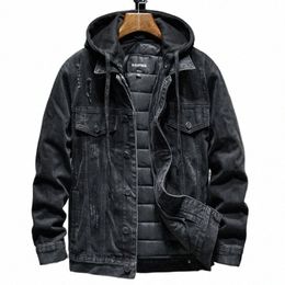 liner Thicker Winter Black Hooded Denim Jacket Outerwear Warm Men Lining Plus Cott Thick Cowboy Jacket Coat Large Size 5XL m4kv#