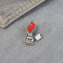 Creative Red Flame Enamel Brooch Ghost Skeleton Lighter Fun Alloy Pins Badge Punk Clothes Accessories Personality Jewellery Gifts