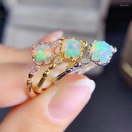 Cluster Rings MeiBaPJ Natural Opal Gemstone Simple Ring For Women Real 925 Sterling Silver Charm Fine Party Jewellery