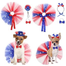 Dog Apparel Sweet Kitten Skirt Scarf Adjustable Cat Headband With Bowknot Puppy National Day Accessories Pet Supplies Y5GB