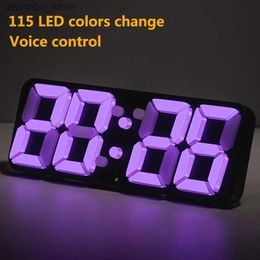 Desk Table Clocks Colour digital LED alarm clock voice control 115 Colour change 3D LED desktop clock with temperature electronic desktop watch24327