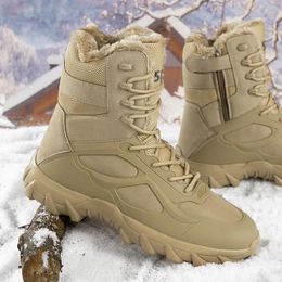 Fitness Shoes Winter Waterproof Man Military Boots Beige Ankle Special Desert Combat Snow Outdoor Male Tracking Work Shoe