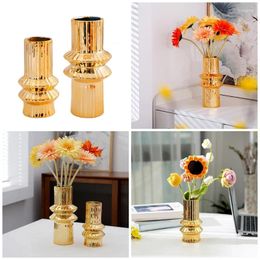 Vases Geometric Ceramic Vase For Home Farmhouse Office Living Room Decor Gold