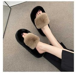 Slippers Slippers Tick Women 2024New Winter Indoor Outdoor ome Warm Comfortable Coon Soes Fasionable Flat Casual H2403262QLK