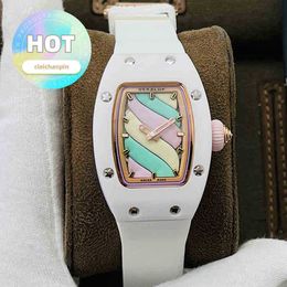 Designer Luxury RM Wrist Watch Cotton Candy Personality Dial Ceramic Womens Watch Simple Trend Temperament Square Sports Mechanical