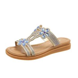 Slippers Slippers Women Round Toe Wedges Heel Shoes Ladies Casual Open Comfort Spring Summer Rhinestone Party Sandals Plus Size 35-43 H240326NLTD