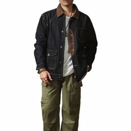 denim Jackets Man Spliced Autumn Jeans Coat for Men Cargo Vintage Board Big Size Korean Popular Clothes High Quality Loose L 43OX#