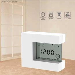 Desk Table Clocks Digital Table LCD Alarm Clock White with Calendar Temperature Timer Modern Electric Bedroom Clock Battery Opearated for home24327