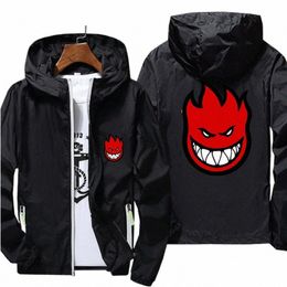 ripper Spitfire Zombie Wheels Bomber Men Jacket Plus Size Thin Windbreaker Skin Ultra Light Slim Fit Pilot Hooded Coat Cycling B9Os#