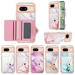 Marble Card Pocket Pack Cases For Google Pixel 8 Pro 8A Xiaomi Redmi Note 13 4G Pro Plus 5G A3 13C 13T POCO F5 IMD TPU Leather ID Slot Plating Chromed Stone Holder Cover