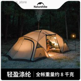 Tents and Shelters Naturehike 2023 New Two Bedroom One Hall Tent Lightweight Outdoor Camping Equipment Large Space Rainproof Tent24327