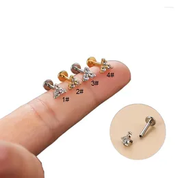 Stud Earrings 1Piece 16G Stainless Steel Zircon For Women Jewelry Lip 6mm/8mm Length Rod Flat Back Piercing