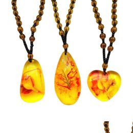 Pendant Necklaces Resin Natural Insect Specimen Artificial Amber King Scorpion Necklace Creative Man Ornament Childrens Gift Drop Deli Dhsnt