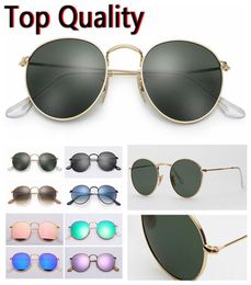 designer sunglasses round metal 3447 model real UV400 glass lenses sun glasses whole original leather case cloth box acce9219847