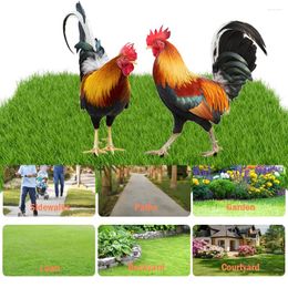 Garden Decorations 2pcs Chicken Fence Sculpture Unique Acrylic Statue For Lawn Path Sidewalk