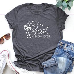 Women's T Shirts Mom Ever T-shirt Tee Dandelion Shirt Mother's Day Cotton Cute Top