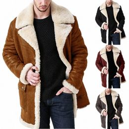 2023 Autumn Winter New Fur Integrated Men's Coat Faux Fur Large Overcoat Thickened European Style Lg Sleeve Jacket v9ez#