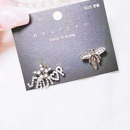 D family new earrings pearl bee Mediaeval long tassel 925 silver needle CD Earrings Diamond Earrings