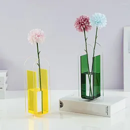 Vases Acrylic Vase Bright Colour Lightweight Living Room Semitransparent Decorative No Odour Flower Home Decor