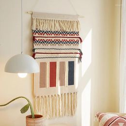 Tapestries Macrame Wall Hanging Tapestry Nordic Cotton Tassel Handmade Woven Bohemian Geometric Canvas Cloth Home Living Room Boho Decor