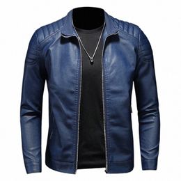 men Autumn Fi Motorcycle 2024 Slim Men Streetwear Baseball Outdoor PU Leather Jacket BomberBomber Casual New Blazers coat o7TH#