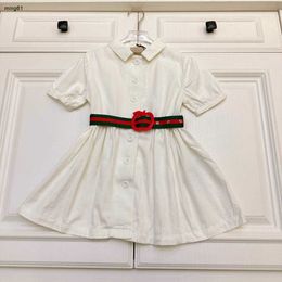 Brand designer kids clothes girls dresses Striped waistband decoration baby skirt child frock Size 100-160 CM Princess dress 24Mar