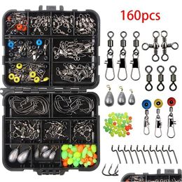 Fishing Accessories 160Pcsset Tackles Set Jig Hooks Beads Sinkers Weight Swivels Snaps Sliders Kit Angling Accessory 220919 Drop Deli Dhas8