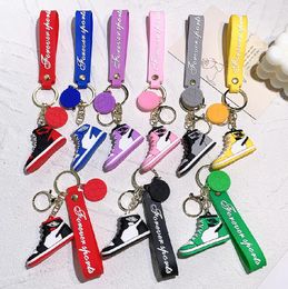 Creative Silicone Sneakers Shoes Keychains Pendant Cartoon Three-dimensional Basketball Shoes Bag Car Key Ring Jewelery Accessories In Bulk