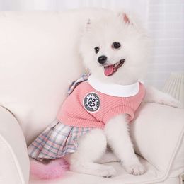 Chic Bowknot Pet Sweater Dress - Cosy Winter Apparel for Dogs & Cats, Fits All Sizes