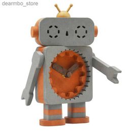 Desk Table Clocks Robot Table Clock Wooden Silent Timer Battery Powered Cartoon Clocks Removable Toy for Boys Girls24327