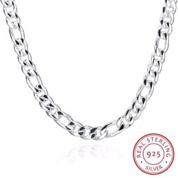 24 Pure Real 925 Sterling Silver Figaro Chains Necklaces Women Men Jewelry Boy Friend Gift 60cm 10mm Colier Whole256d