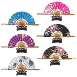 Decorative Figurines 270F Japanese Flower Pocket Folding Hand Fan Round Circle Party Decor Gift