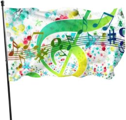 Accessories Music Graffiti Inkjet Flag Musical Notation Home Decoration Outdoor Polyester Outdoor Music Festival Decoration Women Men Gift