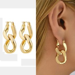 Hoop Earrings Hiphop Double Cuban Chain Dangle For Women Vintage Gold Plated Detachable Ear Buckle Hoops Statement Jewellery Party Gift