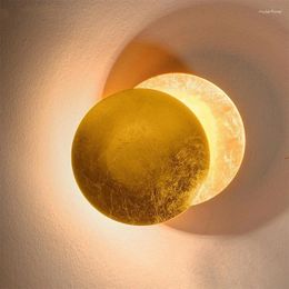 Wall Lamp LED Indoor Living Room Moon Concept Solar Eclipse Atmosphere Light Rotating Aisle Staircase Retro Fixed Lighting