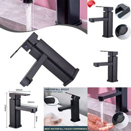 2024 Bathroom Faucets Hot And Cold Mixer Tap Deck Mounted Bathroom Basin Faucets Black Square Washbasin Sink Bathtub Faucet
