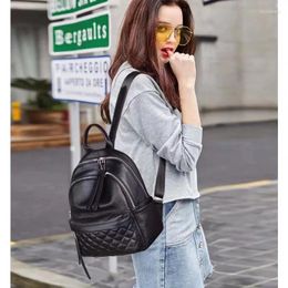 School Bags Genuine Leather Fashion Small Women Backpack Elegant Black Daily Holiday Knapsack Casual Travel Girl's Schoolbag