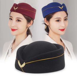 Flight Attendant Hat Hotel Front Desk Etiquette Guard Drum Team Performance Dance Hat Band Uniform Crew Beret