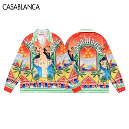 Casablanc-Hemden, Herrenhemden, Casa Blanca, Designer-Langarmhemden für Herren und Damen, Casablanca-Hemden mit Aufdruck, lange Ärmel, Sommerhemden für Herren, lose T-Shirts, US-Größe M-3XL