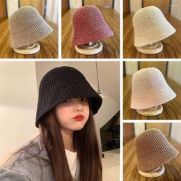 Berets Fashion Bucket Hat Female Summer Hollowed Out Woven Sun Proof Face Covering Breathable Fisherman Korean Version