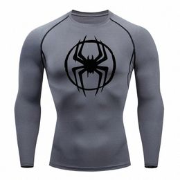 Männer Lg Sleeve Superhero Compri Shirts Quick Dry Fitn Radfahren Laufen T-Shirt Workout Training Unterwäsche Gym Kleidung A3QE #