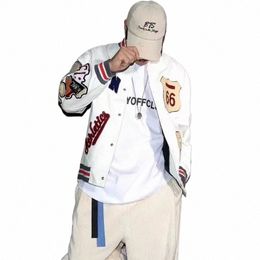 men Autumn Multi-letter Embroidery Baseball Uniform Retro Leather Jacket Coat Spring Male Fi Casual High Quality Clothing 79UI#