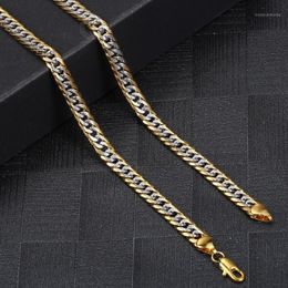 Chains Vintage High Quality 6mm Gold Filled Hammered Cut Curb Cuban Mix Silver Colour Chain Necklace For Men Jewellery Gift GN49412791