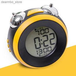 Desk Table Clocks Workday Alarm Clock Large Number Metal Double Ring BellOrange/ Yellow / White Color Ngiht light Table Clock With Battery Power24327