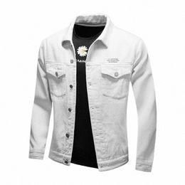 new White Letters Printed Denim Jacket Mens Casual Coats Baggy Motorcycle Jean Coat Streetwear Male Outwear Plus Size 5xl 74i4#