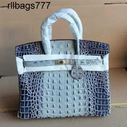 Leather Bk Handbag Crocodile Genuine Bone Pattern Women's Cross Body One Shoulder Cosmetic Tote Bags