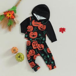 Clothing Sets Toddler Baby Boy Girl Halloween Outfit Pumpkin Skellington Smiles Hoodie Sweatshirt Pants Set Fall Winter Clothes