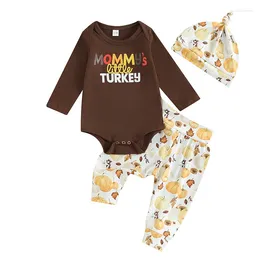 Clothing Sets Pudcoco Baby Boys Girls Pants Set Long Sleeve Crew Neck Letters Print Romper Pumpkin Hat Thanksgiving Clothes 0-18M